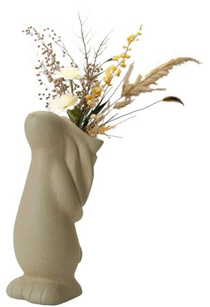 Wnvivi Kaninchenförmige Keramikvase, Moderne, Minimalistische Blumenvase, Ästhetik, Hasen-Trockenblumenvase, Tier-Pampasgras-Vase für die Heimdekoration zu Ostern (C)