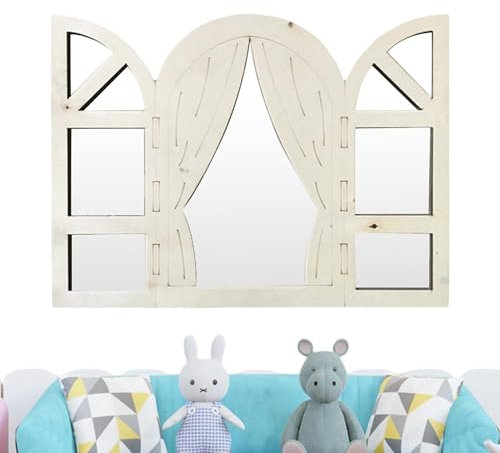 Finestra finta per pareti, adesivo per finestra finta - Pannello per finestra finto acrilico in legno ad | Vetro adesivo posteriore, decorazione decorativa multifunzionale con cornice in legno per l'i