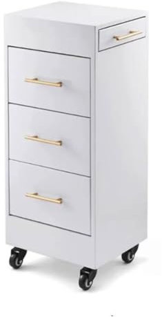 Wagen mit Rädern, Rollwagen mit Rädern, Rollwagen, Salonwagen aus Holz mit feststellbaren Rollrädern, mobiler Aufbewahrungsschrank for Friseurwagen, Organizer for Friseurwerkzeuge(White)