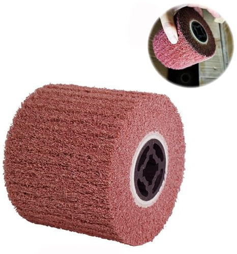 Docache Schleifwalze Effizient Schleifrolle Bürste aus Brauner Korund und Kunstfaser, Bürste Nylonbürste für Schleifmaschine zum Polier 120 x 100 mm (80 Körnung)