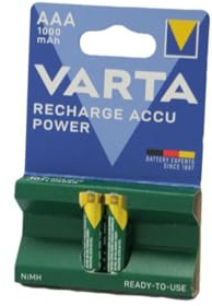 SOS Accessoire 2 x wiederaufladbare Batterien NIMH AAA LR03-1000MAH für Zubehör und Wartung Varta 5703301402