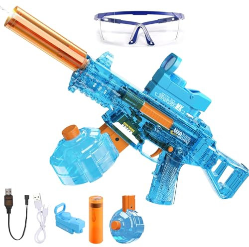 Potente Pistola De Agua Eléctrica,Pistola de Agua Eléctrica con luz LED,para Niño Adulto,Juguete para Piscina, Verano y Fiestas en La Playa (Azul Largo)