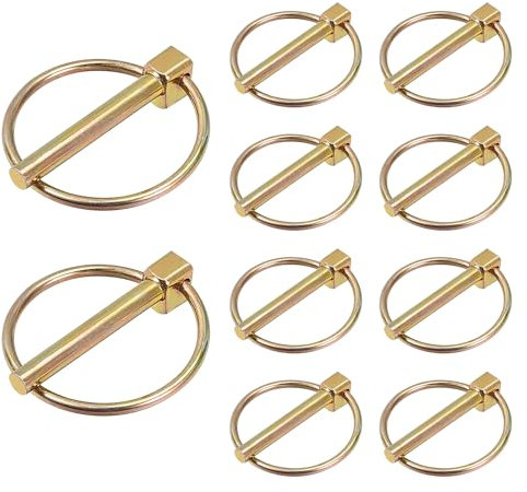 UOCAI Pack of 10 Folding Cotter Pins, Safety Cotter Pins, Assortment of Pins, Folding Cotter Pins, Folding Pins for Tractors, Trucks, Farm Trailers, Lawn Mowers, 42 x 4 mm