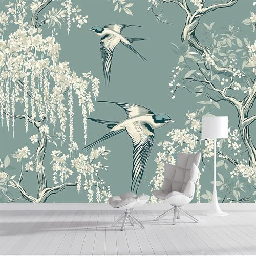 Tapete Schlucken, 300x210cm Fototapete Eleganter Alter Baum Wandpapier Wanddeko Wandtapete Mustertapete für Schlafzimmer Wohnzimmer, TV Hintergrund