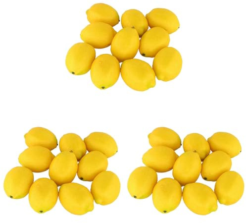 Xnuiasqe Fake Fruit Home House Kitchen Party Decoration Artificial Lifelike Simulation Yellow Lemon 30Pcs Set