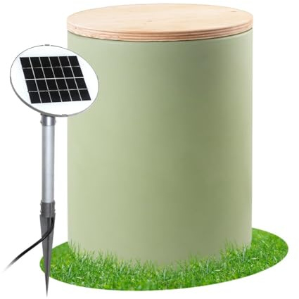 8 seasons design Beistelltisch Garten Solar 45 cm, Shining Drum (mint), LED warmweiß, Dämmerungssensor – wetterfest – für außen, inkl. Holz-Deckel – Pflanzentopf, Getränkekühler