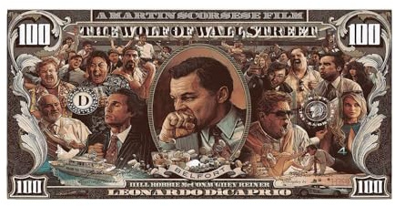 Leinwand Bilder 100 Dollar Graffiti Money Art Leinwand Malerei Poster Drucke Leinwanddruck Wolf der Wall Street Pop Art für Wohnzimmerdekoration Moderne Kunst Zimmer Deko (w395, 70x140cm Kein Rahmen)
