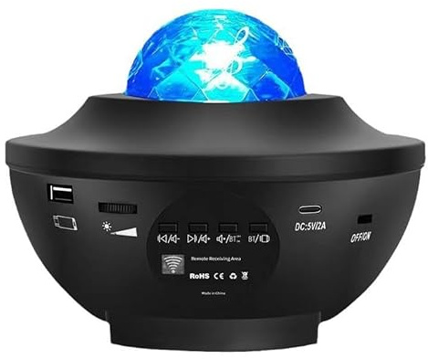 Starry Sky Laser Projector with Moon & Water Wave - USB Stage Light, Bedroom Ambient Night Light for Atmosphere Creation