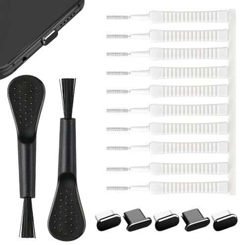 LEBKFT 17 Pcs Phone Cleaning Kit, Electronic Cleaning Tool Set with Type-C Dust Plugs Charging Port Cleaner Brush for iPhone USB-C Headphone Speaker Anti-Clogging Cleaning Brush