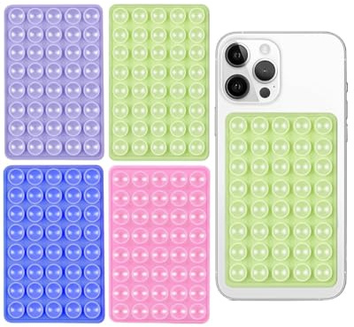 HUVZOR 4Pcs Soportes de Silicona con Ventosa para teléfono, Soporte de teléfono Antideslizante, Soporte de Espejo móvil para Selfies y Videos de Tiktok, Verde/Rosa/Morado/Azul
