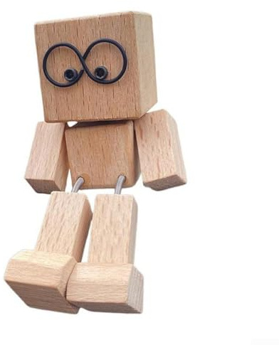 Handgefertigte Holzfigur Mann mit sanfter Schüttelbewegung, schaukelnde Holzpuppe Ornament für Auto Armaturenbrett und Schreibtisch, kompaktes verspieltes Dekorationsstück (A)