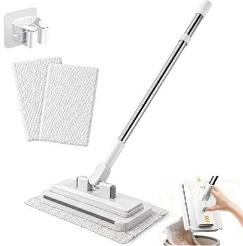 KINDLUME Mini Mocio con Cambio Automatico, Mop Rotante a 360°, Mocio con Sistema di Bloccaggio a Pressione, Pulizia Senza Lavaggio Delle Mani, per Pulire i Pavimenti, Armadi e Cucina, per Casa