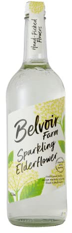 Belvoir Farm Sparkling Elderflower - Hand Picked Elderflowers | Great Taste Award Winner | Traditional Family Recipe | 100% Natural Ingredients | Suitable for Vegetarians & Vegans - 6 x 750ml Bottles