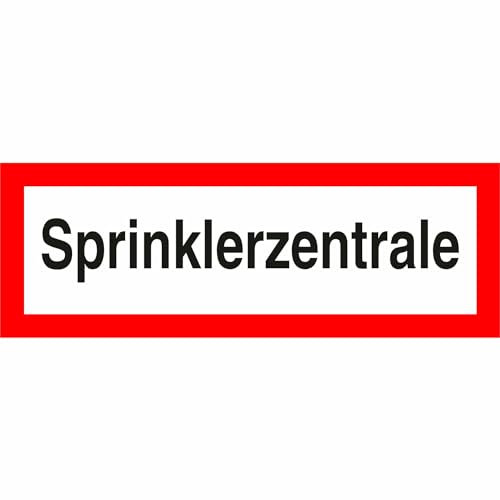 Indigos UG Aufkleber Sprinklerzentrale - 29,70 cm x 10,50 cm - selbstklebender Sicherheits Aufkleber für Tür oder Wand - Warnschild für Gebäude, Hotel, Büro, Firma, Haus, Praxis