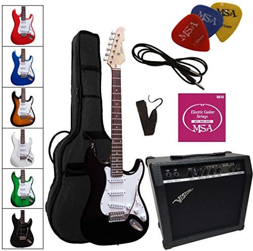 ELEKTROGITARRE - FARBAUSWAHL - E-GITARRE - IM SET MIT 45WATT VERSTÄRKER - TASCHE - BAND - SAITEN - 3xPIK - GW25 (E-Gitarre schwarz)