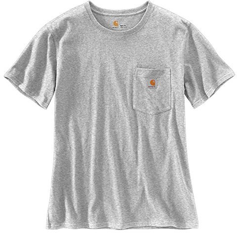 Carhartt, Women's, Loose Fit Heavyweight Short-Sleeve K87 Pocket T-Shirt, Heather Grey, S
