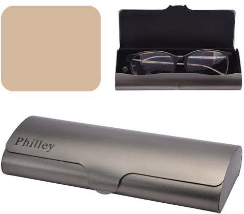 Philley Brillenetui Aluminium Ultraleichtes Hartschalenetui für Kurzsichtige Brillen für Damen & Herren(Grau)
