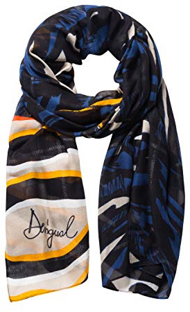 Desigual Damen Foul_Jungle Schal, Blau (Azul Oscuro 5032), One Size (Herstellergröße: U)