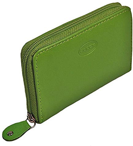 BOCCX Mini Reißverschluss RFID Blocker Geldbörse Leder Damen Geldbeutel Münzbörse 70009 GoBago (Grün)