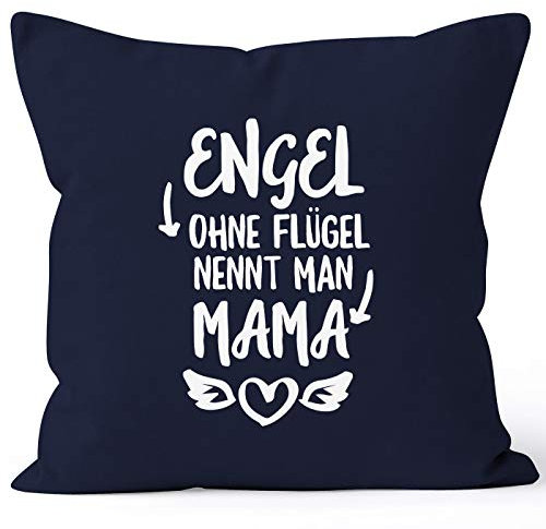 MoonWorks Engel ohne Flügel nennt Man Mama Kissen-Bezug Kissen-Hülle Deko-Kissen 40x40 Baumwolle Navy Unisize