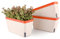 T4U 27cm Selbstwässernder Blumenkasten Kräutertopf mit ERD-Bewässerungs-System Orange 3er-Set Kunststoff Blumentopf Pflanzgefäß Rechteck für Küche Balkon Fensterbank