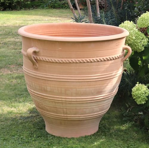 Palatina Werkstatt Pot de fleurs en terre cuite avec anse, fait à la main et résistant au gel, décoration de jardin, 35-80 cm, rose (rose 2, 80 cm)
