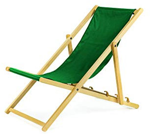 BAS Liegestuhl klappbar aus Holz - 2er Set grün Leichte Klappliege - Faltbare & verstellbare Sonnenliege für Garten, Strand & Balkon - Gartenliege mit Atmungsaktiv Stoffbezug - Mischgewebe