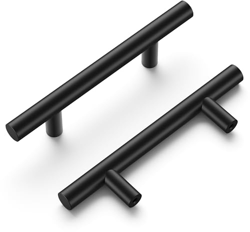 Hickory Hardware 10 Pack Kitchen Cabinet Handles, Drawer Pulls for Doors & Dresser Drawers, Hardware for Bathroom, 3 Inch Hole Center, Matte Black, Heritage Collection