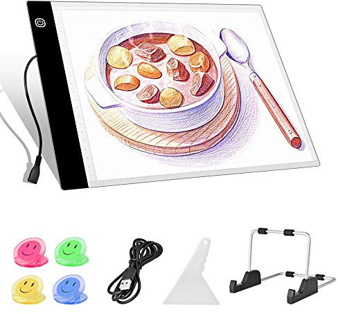 Benote A4 Light Box for Tracing LED Light Pad, 3 Level Adjustable Brightness Light Board for Diamond Painting, Streaming, Sketching, Animation, Stenciling, Weeding Vinyl