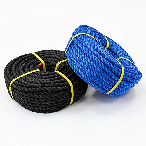 TITAN Poly Rope | Ultra Heavy Duty Polypropylene Outdoor Rope – Increased Strength Cord | 4mm, 6mm, 8mm, 10mm, 12mm, 14mm, 16mm, 18mm, 20mm, 25mm – Premium Grade (18mm Black 50m Coil)