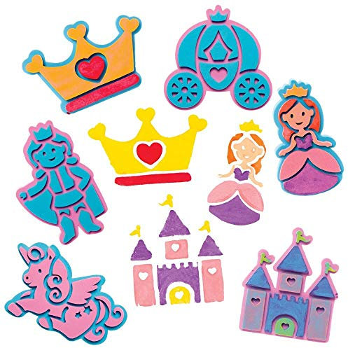 Baker Ross FE307 Princess Craft Foam Stampers - Pack of 10, Craft Stamps, Stamp Sets for Children, Ideal for Kids Arts and Crafts Projects
