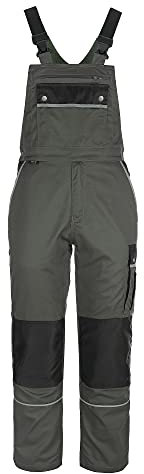 TMG | Leichte Arbeitslatzhose für Herren Style Light, graue Arbeitshose mit Kniepolster & Taschen, robust | Gr. 54