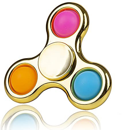 Chrome Poppet Simple Rotation Sensory Spinner, Pop it Poper Spinner Metallic Gold Hand Toy Brain Development Gift for Kids
