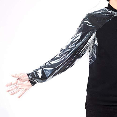 Meiweistar Disposable Long Plastic Gloves, Extra Long Full Arm Shoulder Length For Veterinary Arm Protection And Cleaning, Soft Plastic Film Long Sleeve Gloves, Multi-tasking Non-contact, 39 50Pcs.