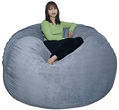 FBKPHSS Sitzsack Bezug, Bean Bag ohne Füllung Waschbar Bequemer Cord Sitzsack Abdeckung mit Reißverschluss für die Organisation von Plüschtieren oder Textil,Grau,59*23.6