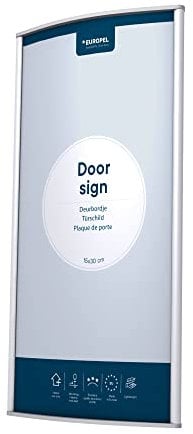 EUROPEL Plaque de porte alu simple et élégante galbée 15X30cm. A visser ou coller sens hauteur ou largeur, protecteur anti-reflet, couleur argent, matériel de montage inclus (vis et ruban adhésif)