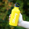 eBuyGB Personalised Kids Water Bottle with Carabiner Clip for School, PE, After School Club - Unisex Reusable BPA Free 400ml Metal Drinks Bottle for Children - Any Name (Yellow)