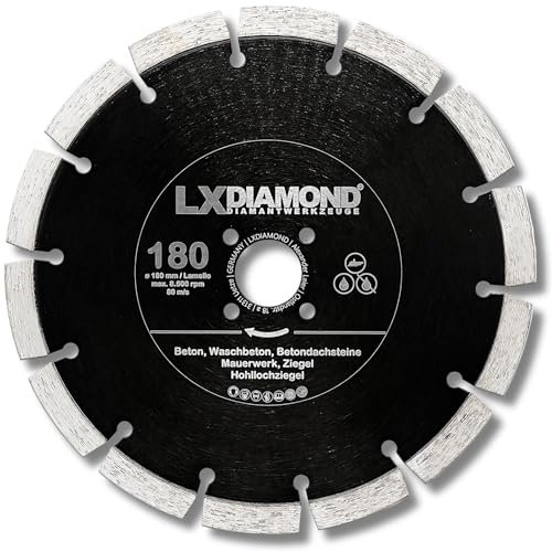 LXDIAMOND Diamant-Trennscheibe 180mm - geeignet für Beton Mauerwerk Universal - 180 mm Diamantscheibe passend für Lamello Tanga Delta S2 / Fein MF14-180 Montagefräse - in Premium Qualität