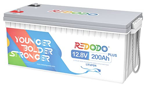 Redodo LiFePO4 Batterie 12V 200Ah Plus mit 200A BMS, über 4000-15000+ Zyklen, 2 fache Lebensdauer Eingebautes, Perfekter Ersatz für Blei-Säure, AGM, FLA, Gel Akku