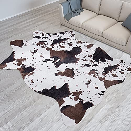 Fixseed Kuhfell-Teppich, unregelmäßiger Teppich, Western-Dekoration für