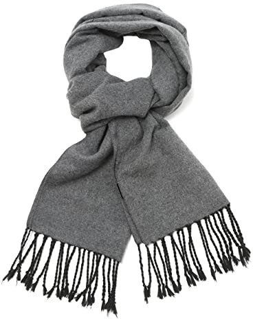 sy soul young Herren Herbst Baumwolle kariert Schal- Winter Jungen Warm Lange Scarf mit Luxuriöse eschenkbox(Quaste,Hether grau)