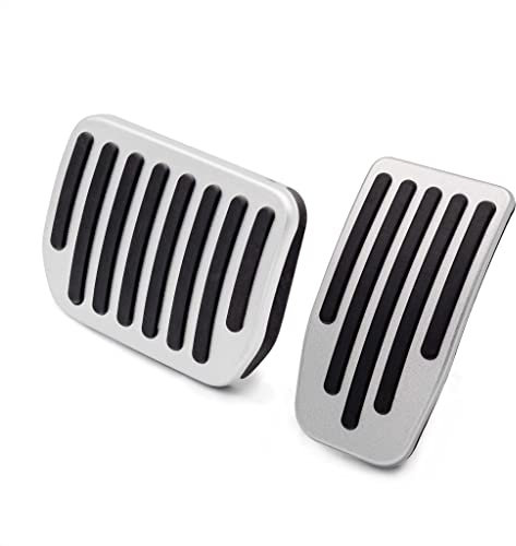 Tesvolution® Aluminium Fußpedal Abdeckung Tesla Model Y 2022 + 2023 + 2024 + 2025 - Anti Rutsch Performance Pedalauflagen Tuning Gaspedal und Bremse