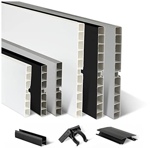 TJ Sockelleiste Küche Weiß Hochglanz I 100 x 13 mm Länge 1,5 m I Küchen-Sockelblende aus PVC I pflegeleichter & langlebiger Küchensockel mit Dichtlippe I Abschlussleiste für Küchenschränke