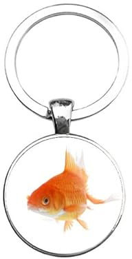 Schlüsselanhänger Glas - Goldfisch, silberfarben
