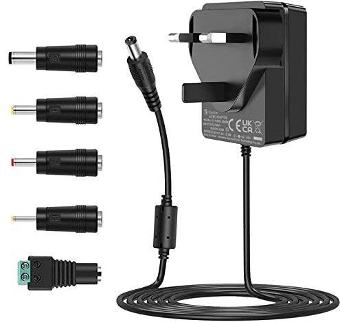 Gonine 9V 1.5A Power Supply Adapter Centre Positive with 5 Tips for Arduino Uno R3, Schwinn Bike, Crosley Cruiser Record Player, Exercise Elliptical Recumbent Upright Trainer