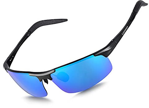 coloseaya Herren Polarisierte Sonnenbrille Al-Mg Metall Rahme Ultra Leicht Herren Sportbrille Sonnenbrille UV400 CAT 3 CE