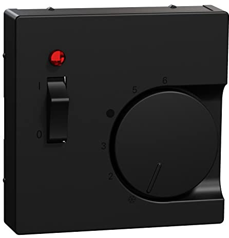 Schneider Electric Merten MEG5760-0403 Zentralplatte für Raumtemperaturregler-Einsatz mit Schalter, Schwarz Matt, System M
