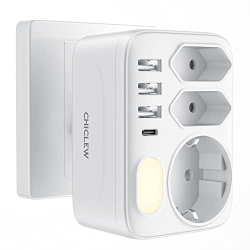 CHICLEW 3500W Mehrfachstecker für Steckdose, 7 in 1 Steckdosenverteiler Ohne Kabel, 3 Fach Steckdose mit USB C, 3 USB A und Schalter für Reisen, Zuhause, Büro, Schule
