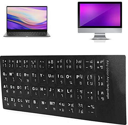 Tbest Thai Tastatur Aufkleber, Thai Keyboard Sticker,Thai-Tastatur-Aufkleber,Tastatur-Aufkleber QWERTY Uk,Tastaturen,Mäuse-Zubehör,Ersatz-Tastatur-Aufkleber Für Desktop-Cuter