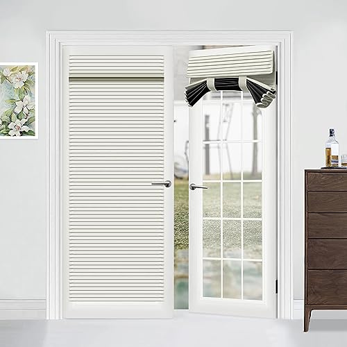 Muamar French Door Curtains Door Blinds Style,White 25x70 Inch Length Blackout Door Curtains,Privacy Front Door Curtains for Door Window,Bedroom,Office,Thermal Insulated Tie Up Shade 1 Panel